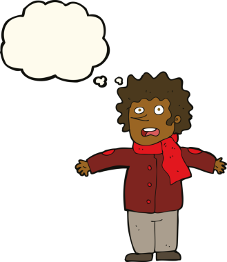 Bir insan tarafından çizilen düşünce baloncuğuyla adamı şaşırtan çizgi film.