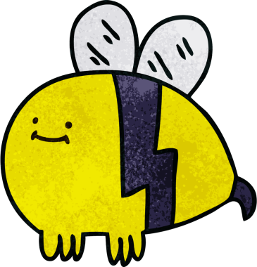 Bir insan tarafından çizilmiş garip bir çizgi film yaban arısı.