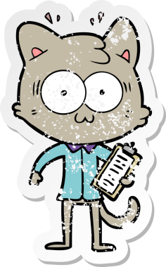 Bir çizgi film çıkartması, bir insan tarafından çizilmiş ofis işçisi kedisini şaşırttı.