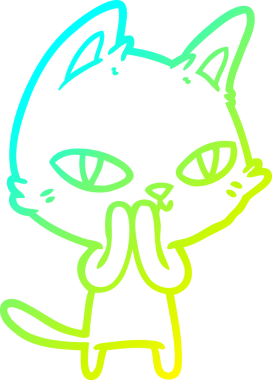 Bir çizgi film kedisinin insan tarafından çizilmiş soğuk çizgi çizimi.