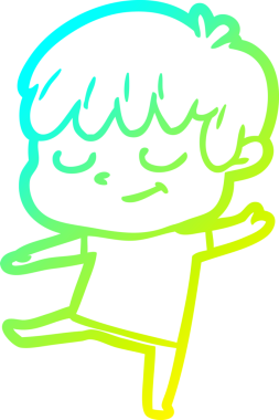 Bir çizgi film karakteri çizen soğuk çizgi bir insan tarafından çizilmiş mutlu çocuk.