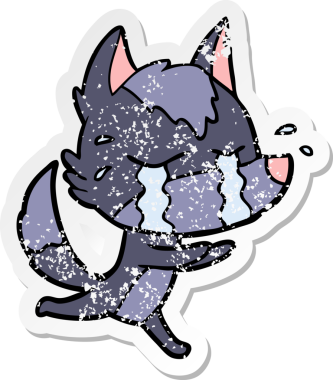 Bir insan tarafından çizilmiş ağlayan bir karikatür çıkartması.