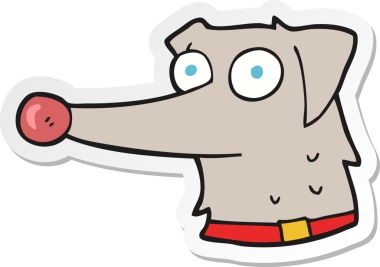 Bir insan tarafından çizilmiş tasmalı bir köpeğin çıkartması.