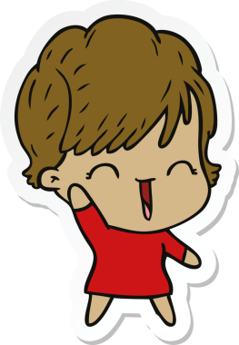 Bir insan tarafından çizilmiş gülen bir karikatür çıkartması.