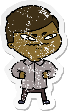 Bir insan tarafından çizilmiş kızgın bir adamın sıkıntılı çıkartması.