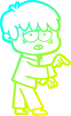 Bir insan tarafından çizilmiş, bitkin bir çocuğun soğuk çizgi çizimi.