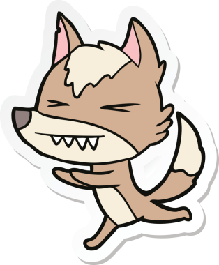 Bir insan tarafından çizilmiş kızgın bir kurdun çıkartması.