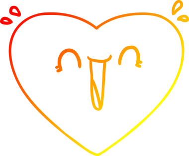 Bir insan tarafından çizilmiş mutlu bir kalbin sıcak çizgi çizimi