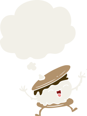 Düşünce baloncuğu olan smore çizgi filmi bir insan tarafından çizilmiş.