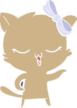 Bir insan tarafından çizilmiş düz renkli çizgi film kedisi.