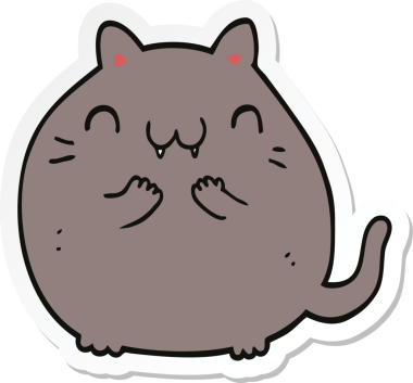 Bir insan tarafından çizilmiş mutlu çizgi film kedisinin çıkartması.