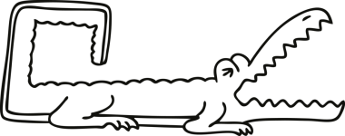 Bir insan tarafından çizilmiş garip çizgi film timsahı.