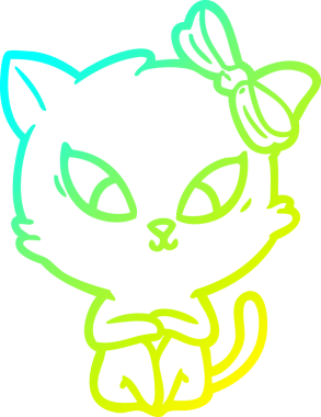 Bir insan tarafından çizilen çizgi film kedisinin soğuk gradyan çizgisi.