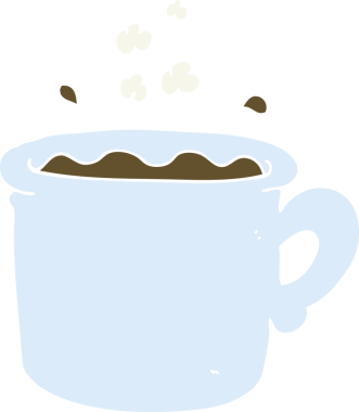 Bir insan tarafından çizilen kahve fincanının düz renk çizimi