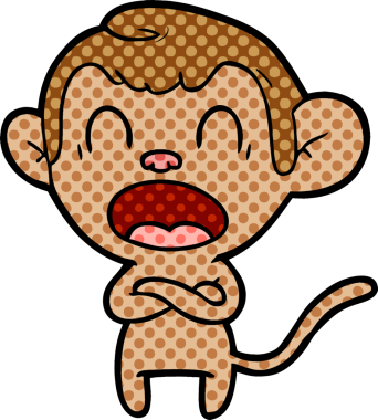 Bir insan tarafından çizilmiş bağıran çizgi maymun.