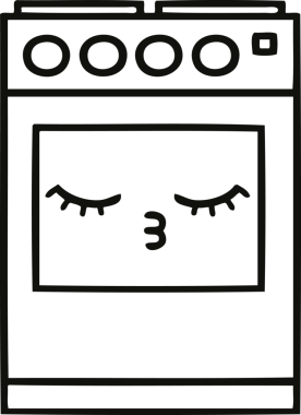 Bir insan tarafından çizilmiş bir mutfak fırınının çizgi çizimi