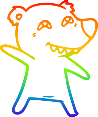 Gökkuşağı gradyan çizimi bir insan tarafından çizilmiş bir ayı çizgi filmi.