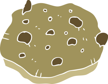 Bir insan tarafından çizilmiş çikolatalı kurabiyenin düz renk çizimi