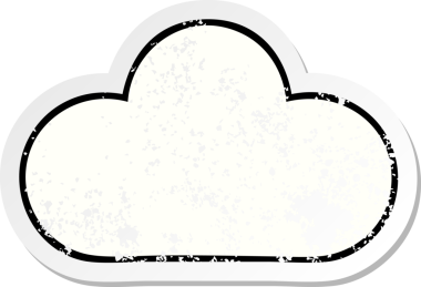 Bir insan tarafından çizilmiş şirin beyaz bulutun sıkıntılı çıkartması.