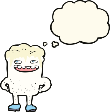 Bir insan tarafından çizilmiş kötü dişli bir çizgi film.