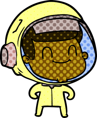 Bir insan tarafından çizilmiş mutlu astronot.