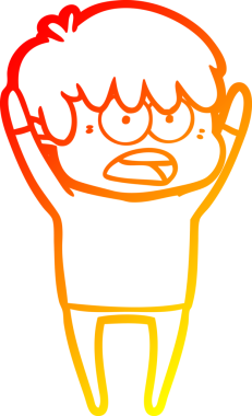 Bir insan tarafından çizilmiş endişeli bir çizgi film çocuğu çizimi.