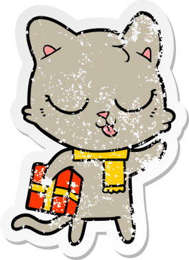 Bir insan tarafından çizilmiş karikatür bir kedinin sıkıntılı çıkartması.