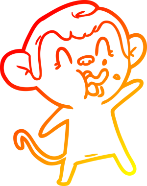 İnsan tarafından çizilmiş çılgın bir çizgi maymunun sıcak çizgi çizimi