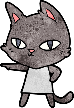 Bir insan tarafından çizilmiş çizgi film kedisi.