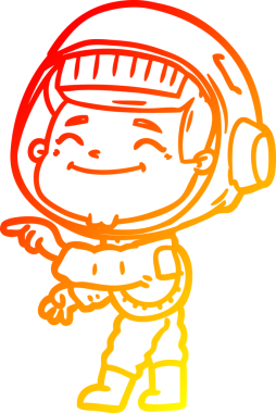 Bir insan tarafından çizilmiş mutlu bir astronotun sıcak çizgi çizimi