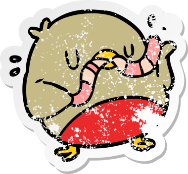 Bir insan tarafından çizilmiş kurtlu bir çizgi robin çıkartması.