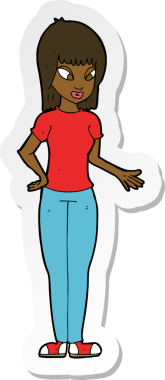 Bir insan tarafından çizilmiş bir karikatür kadının çıkartması.