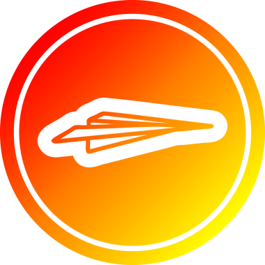 Kağıt düzlem dairesel simgesi, sıcak gradyan bir insan tarafından çizilmiş.