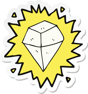 Bir insan tarafından çizilmiş parlak kristal bir karikatür çıkartması.