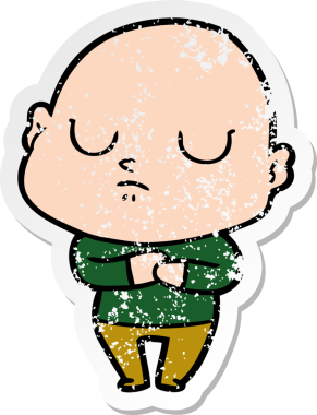 Bir insan tarafından çizilmiş kel bir adamın sıkıntılı çıkartması.