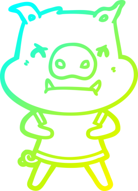 Bir insan tarafından çizilmiş kızgın çizgi film domuzu çizimi.