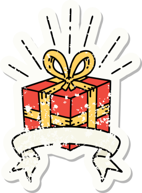 Bir insan tarafından çizilmiş dövme stili eski bir çıkartma.