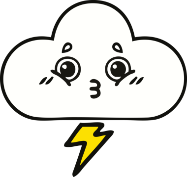 Bir insan tarafından çizilmiş fırtına bulutunun sevimli karikatürü.