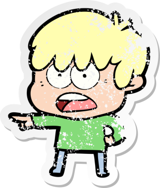 Bir insan tarafından çizilmiş endişeli bir çizgi film çocuğunun sıkıntılı çıkartması.