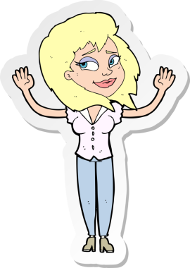 Bir insan tarafından çizilmiş bir karikatür kadının çıkartması.