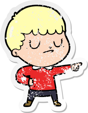 Bir insan tarafından çizilmiş huysuz bir çocuğun sıkıntılı çıkartması.