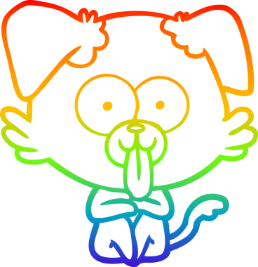 Bir insan tarafından çizilmiş dilli çizgi film köpeğinin çizimi.