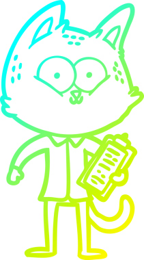 Bir insan tarafından çizilmiş bir karikatür kedisinin soğuk gradyan çizimi