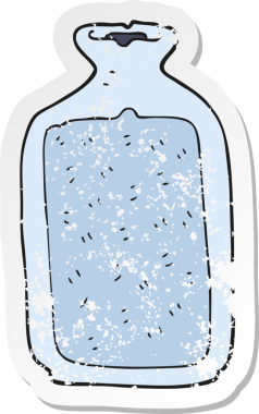 Bir insan tarafından çizilmiş sıcak su şişesinin retro sıkıntılı yapıştırması.