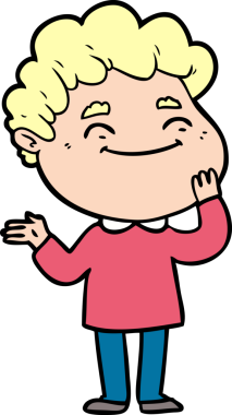 Bir insan tarafından çizilmiş çizgi film dostu bir adam.