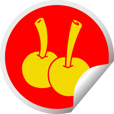 Bir insan tarafından çizilmiş dairesel soyulmuş tuhaf kirazlar.