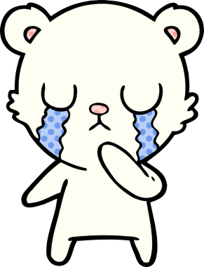 Bir insan tarafından çizilmiş ağlayan kutup ayısı çizgi filmi.