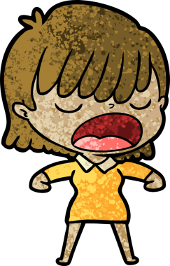 Çizgi filmdeki kadın bir insan tarafından yüksek sesle çizilmiş.