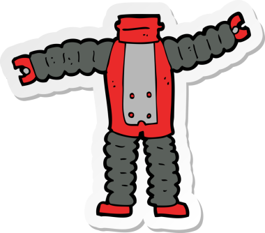 Bir insan tarafından çizilmiş robot vücudunun çıkartması.