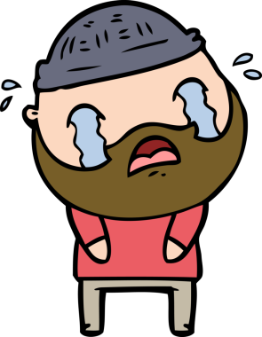 Çizgi film sakallı adam bir insan tarafından çizilmiş ağlıyor.